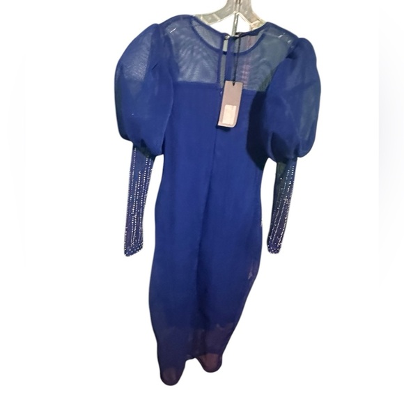 Sauvage airtech fabric mesh fish like net fabric puff sleeve dress size 48 - Picture 3 of 12